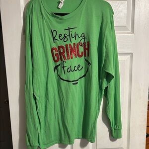Jerzees Green Long Sleeve Kids Tee with Grinch Graphic